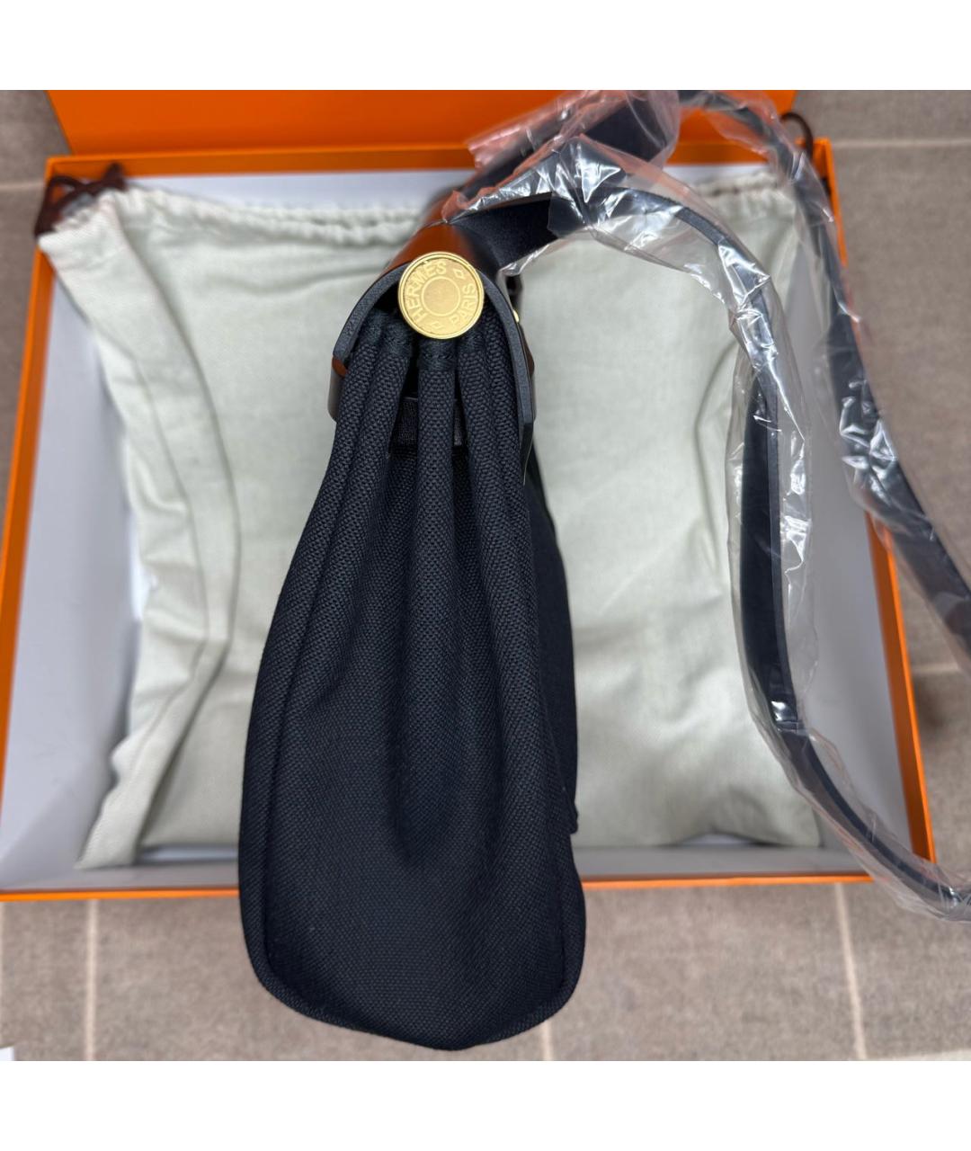 HERMES Черная тканевая сумка через плечо, фото 6