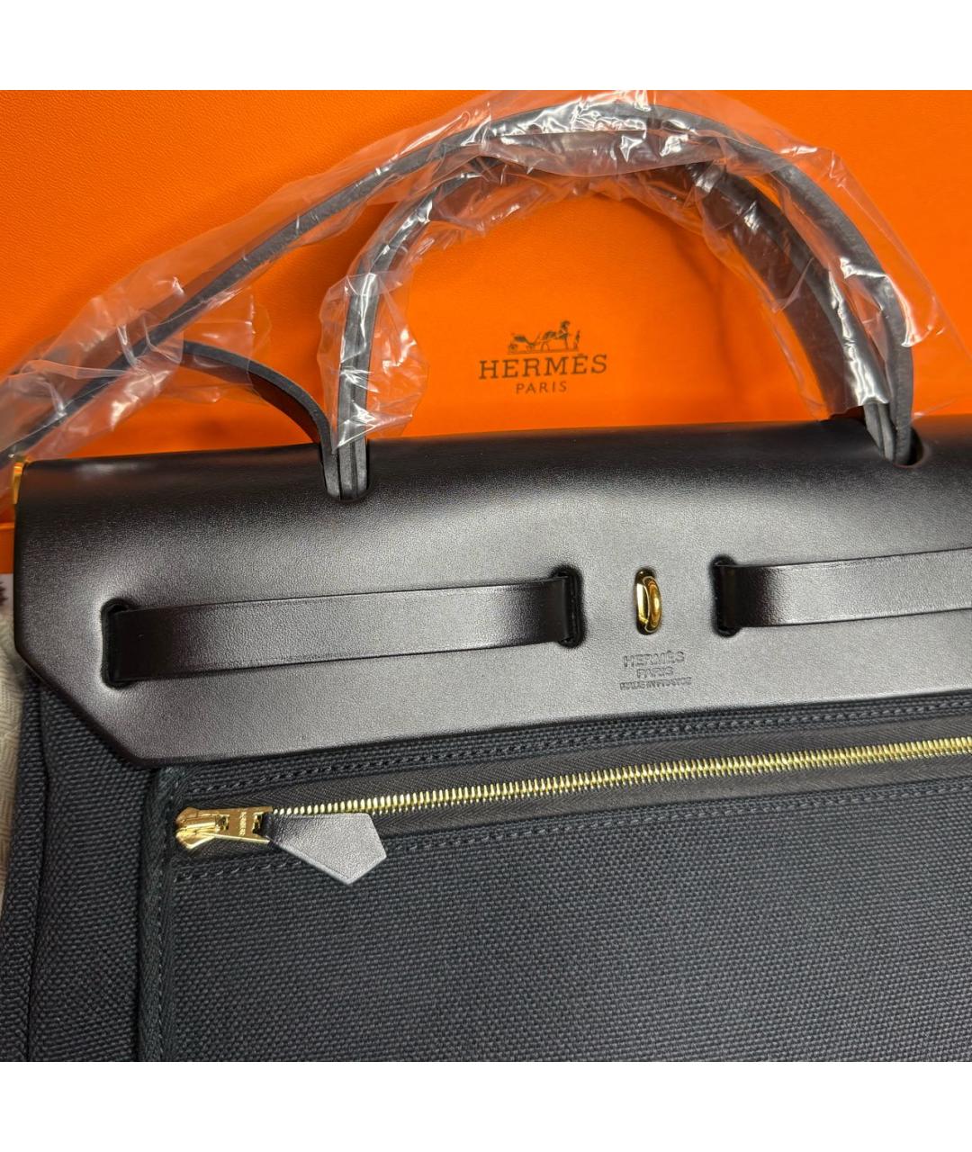 HERMES Черная тканевая сумка через плечо, фото 4