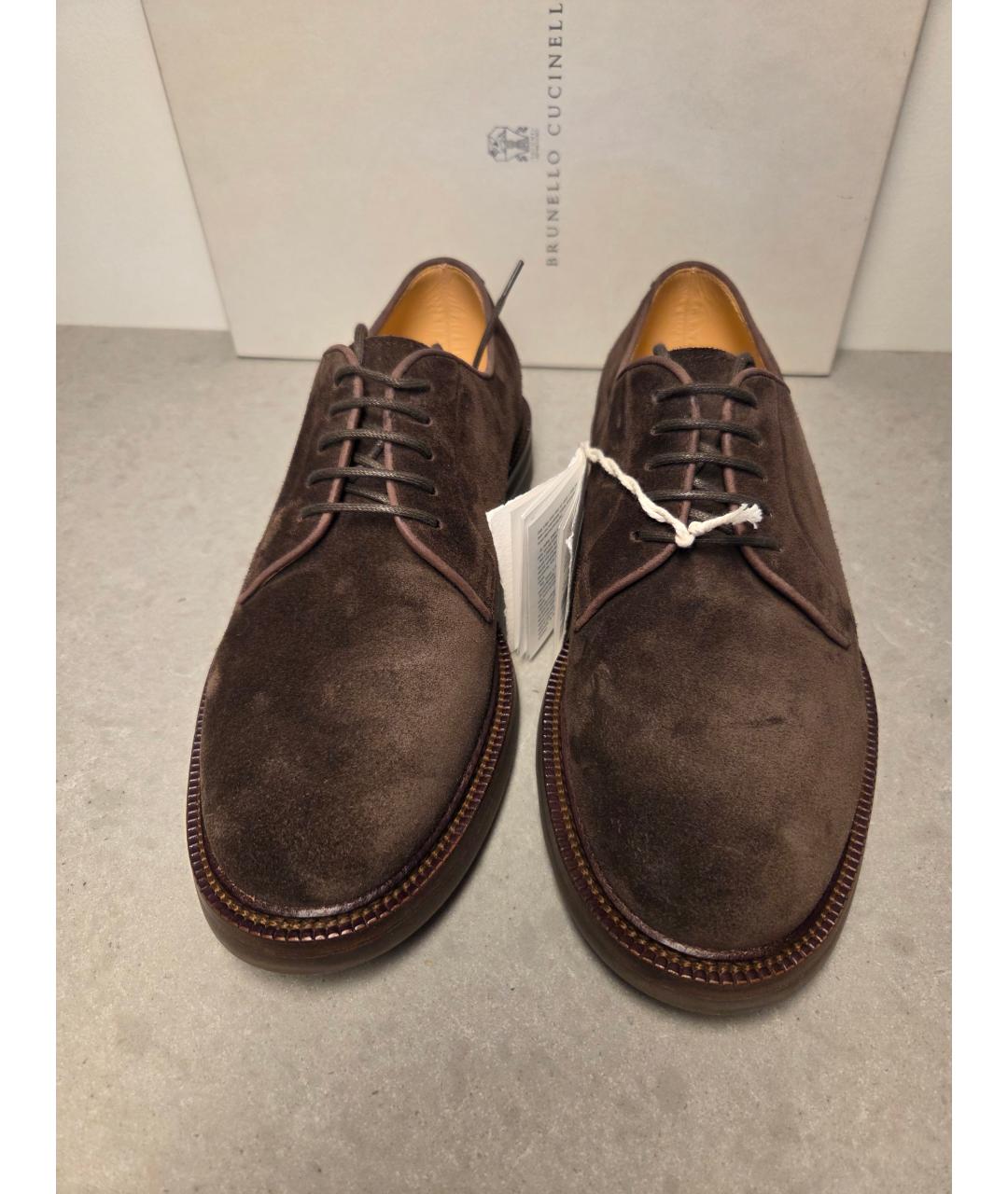 BRUNELLO CUCINELLI Коричневые замшевые туфли, фото 2