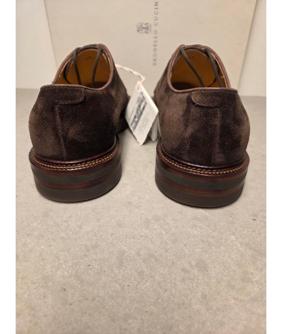 BRUNELLO CUCINELLI Коричневые замшевые туфли, фото 4