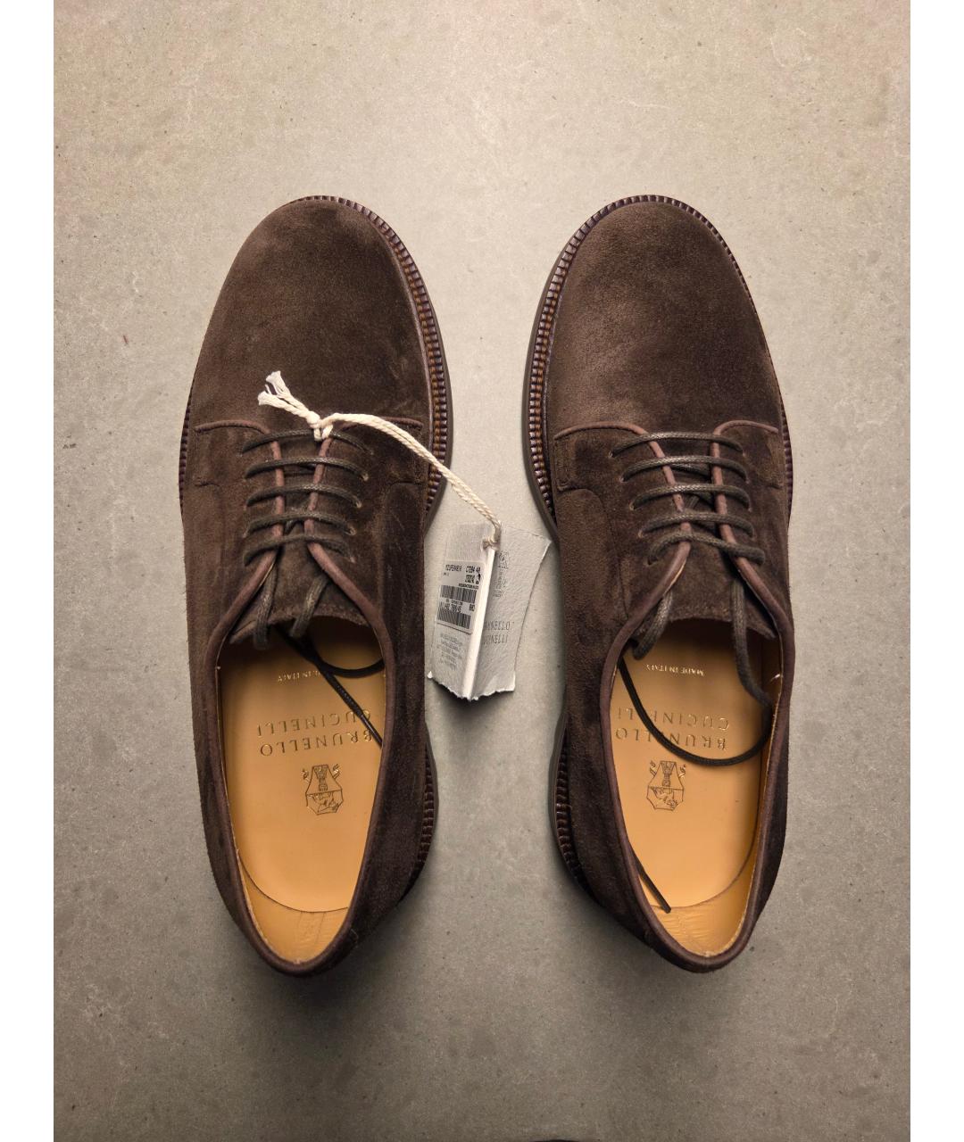 BRUNELLO CUCINELLI Коричневые замшевые туфли, фото 3