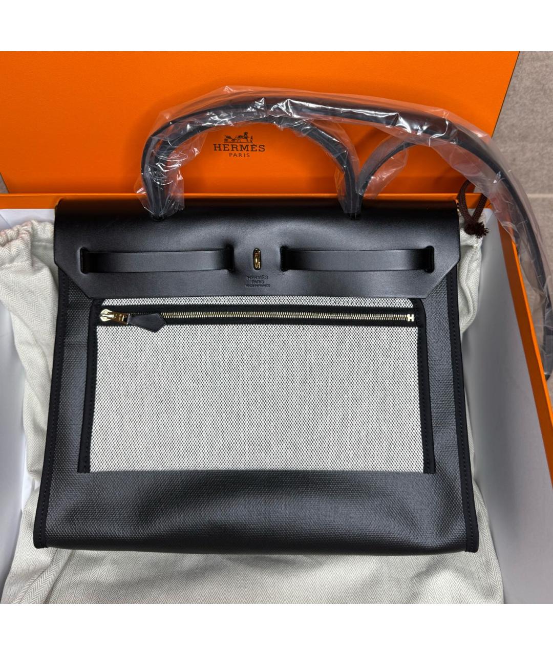 HERMES Черная сумка с короткими ручками, фото 4