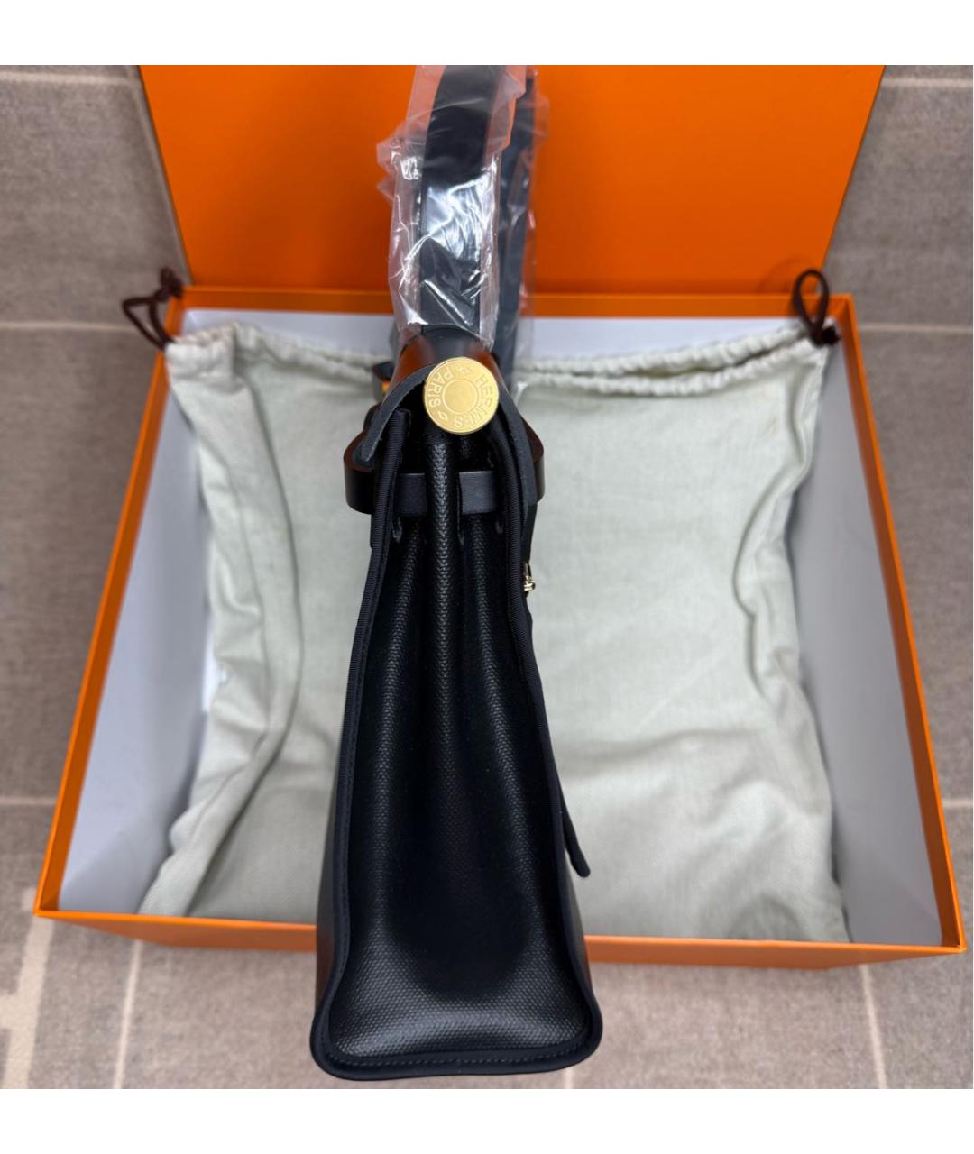 HERMES Черная сумка с короткими ручками, фото 6
