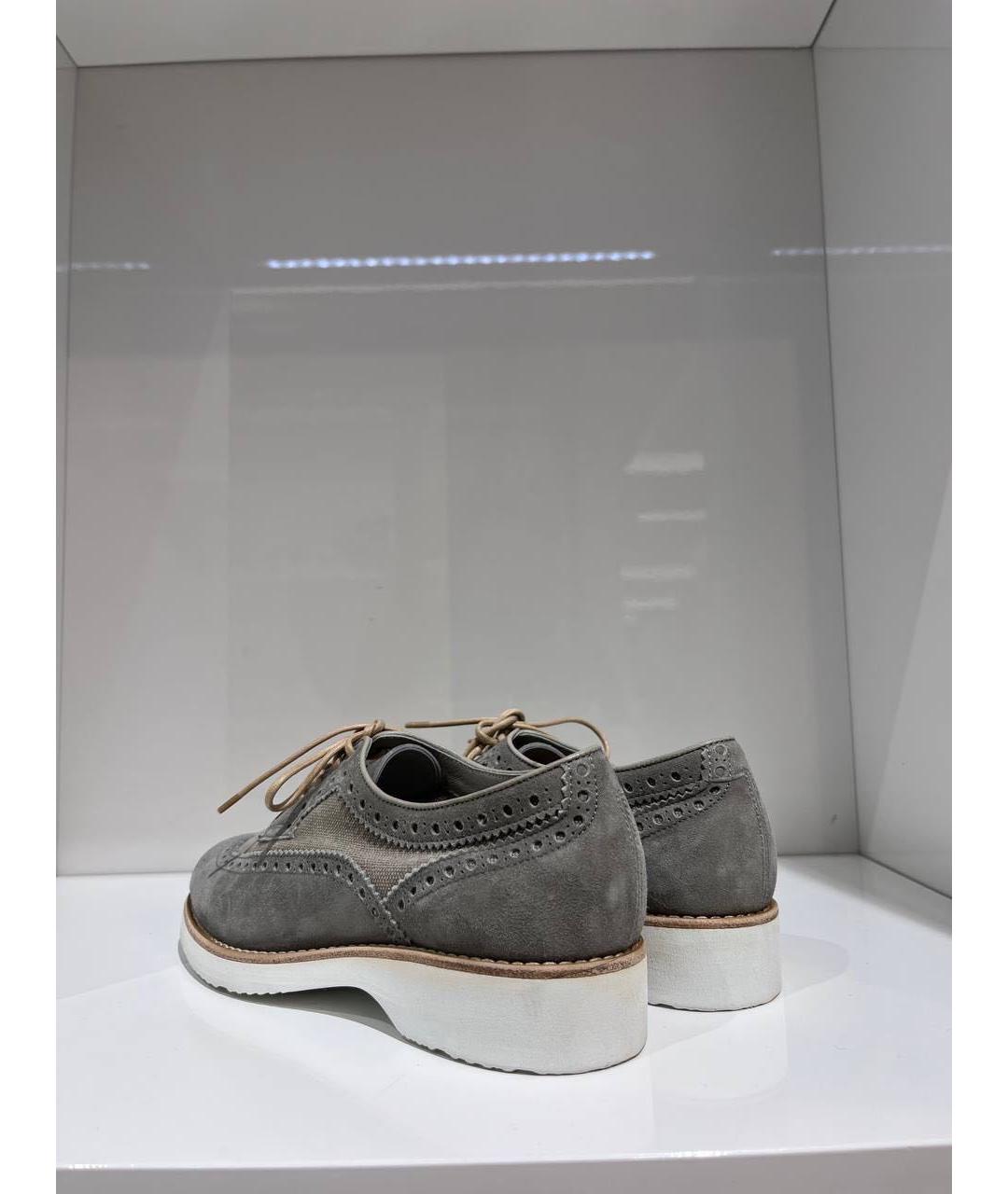 SANTONI Серые замшевые брогги и оксфорды, фото 3