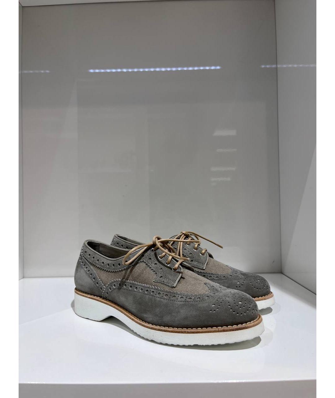 SANTONI Серые замшевые брогги и оксфорды, фото 2