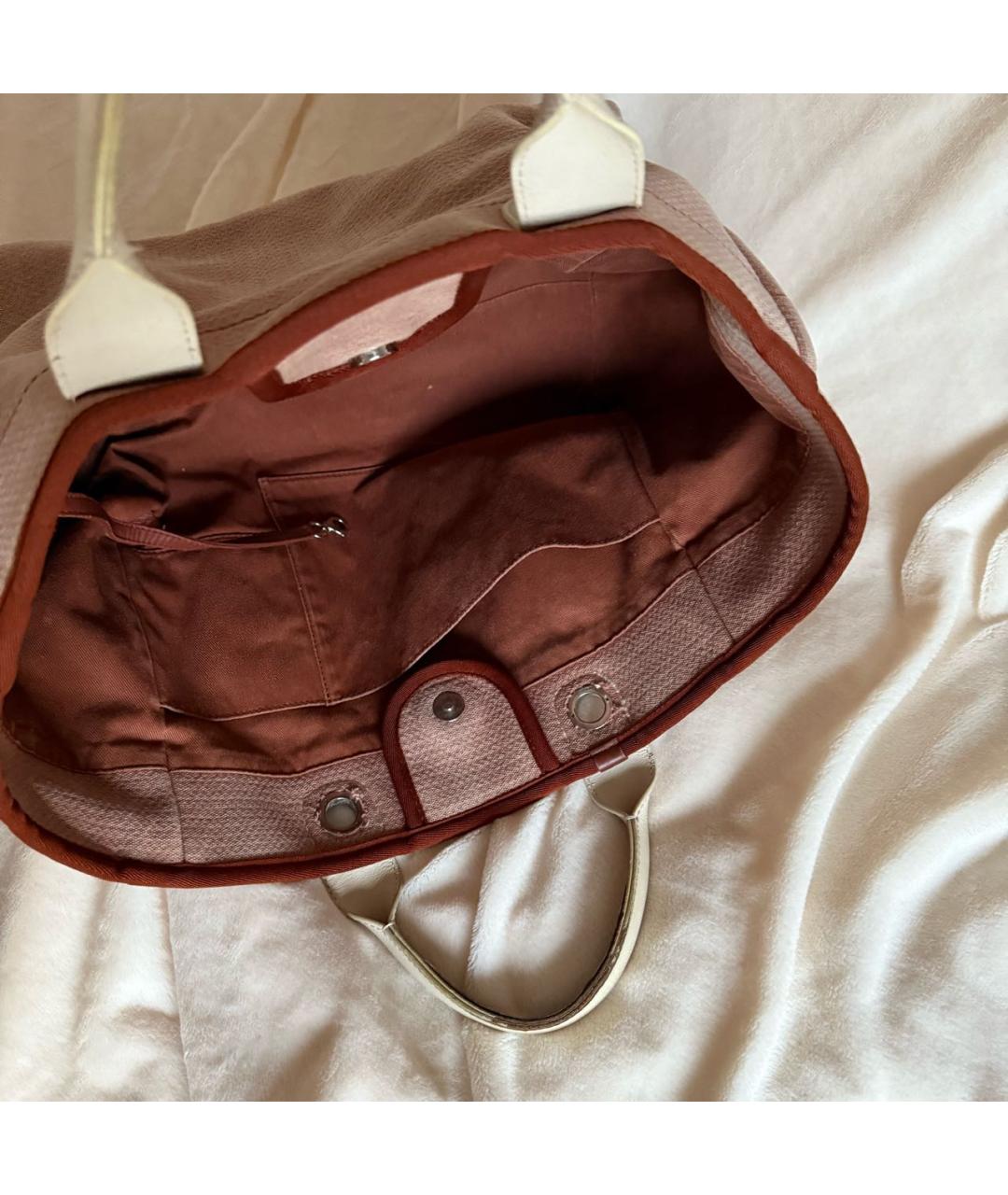 CHANEL Бежевая хлопковая сумка тоут, фото 7