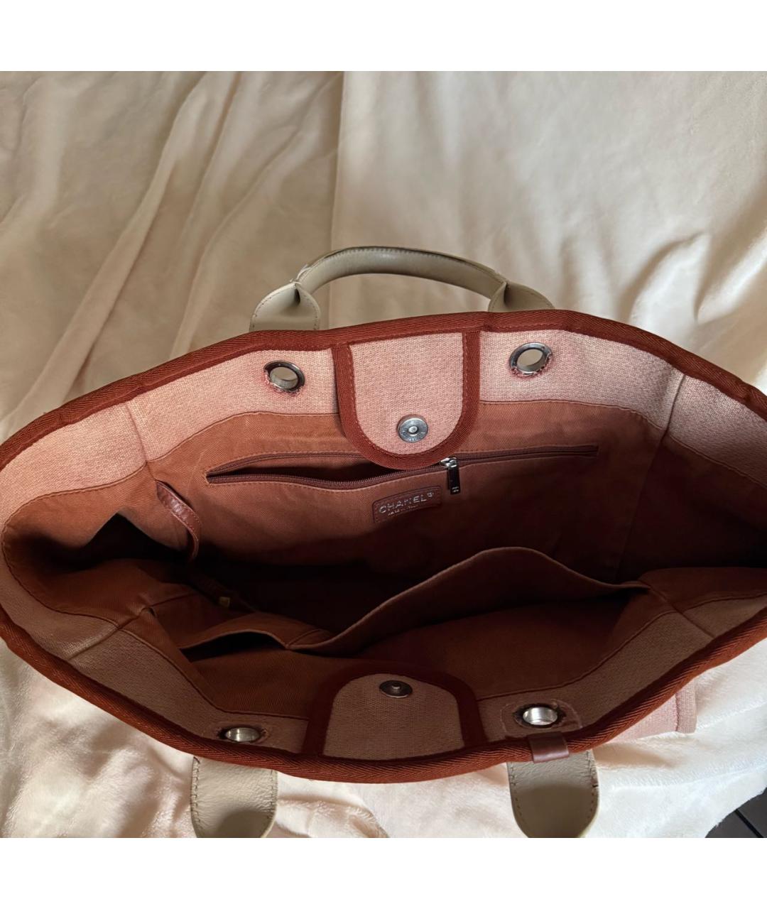 CHANEL Бежевая хлопковая сумка тоут, фото 4