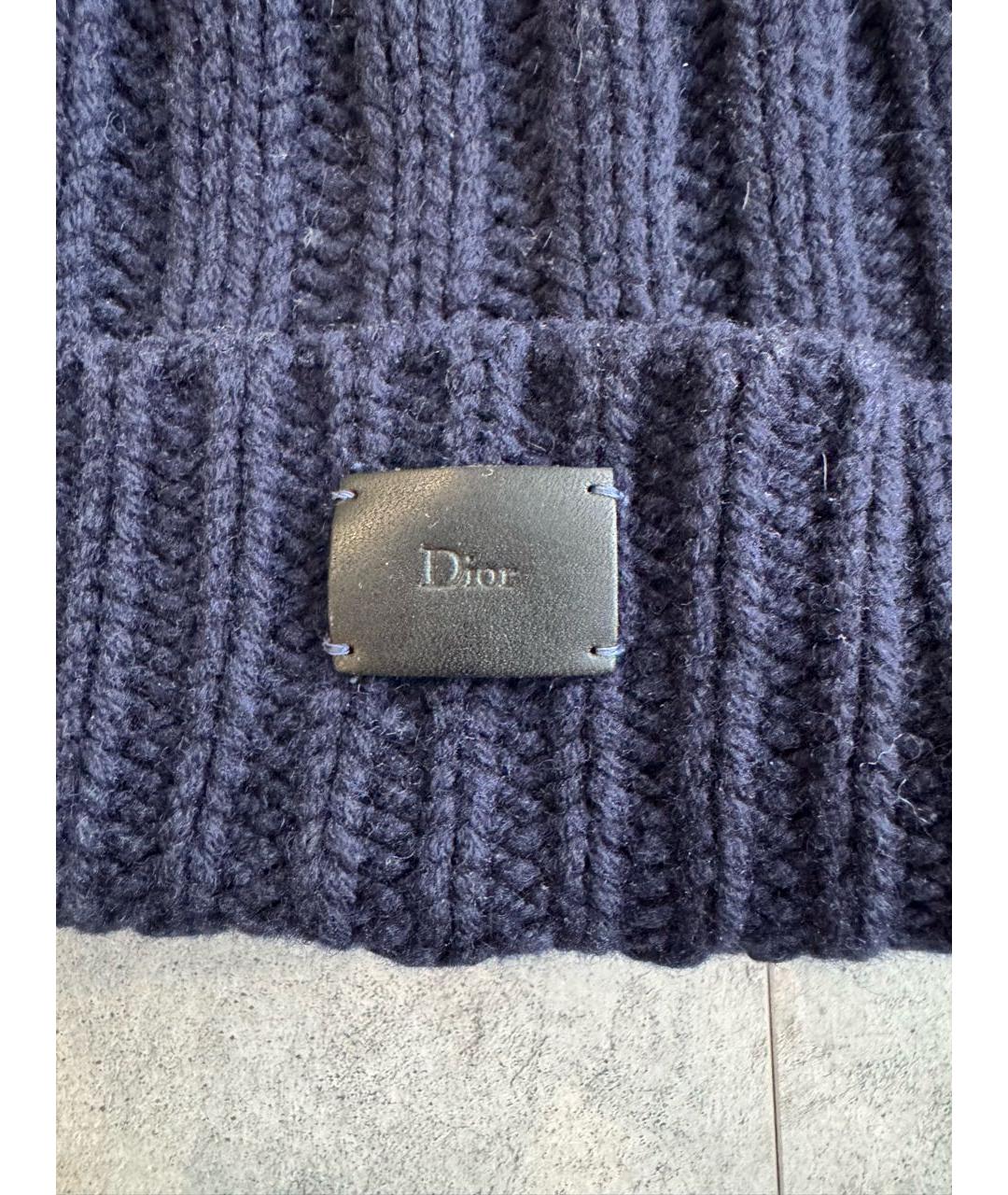 CHRISTIAN DIOR Темно-синяя шерстяная шапка, фото 3