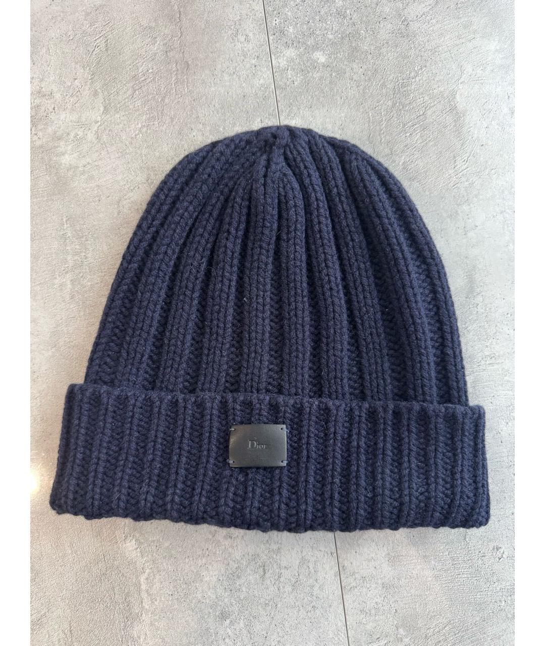 CHRISTIAN DIOR Темно-синяя шерстяная шапка, фото 7