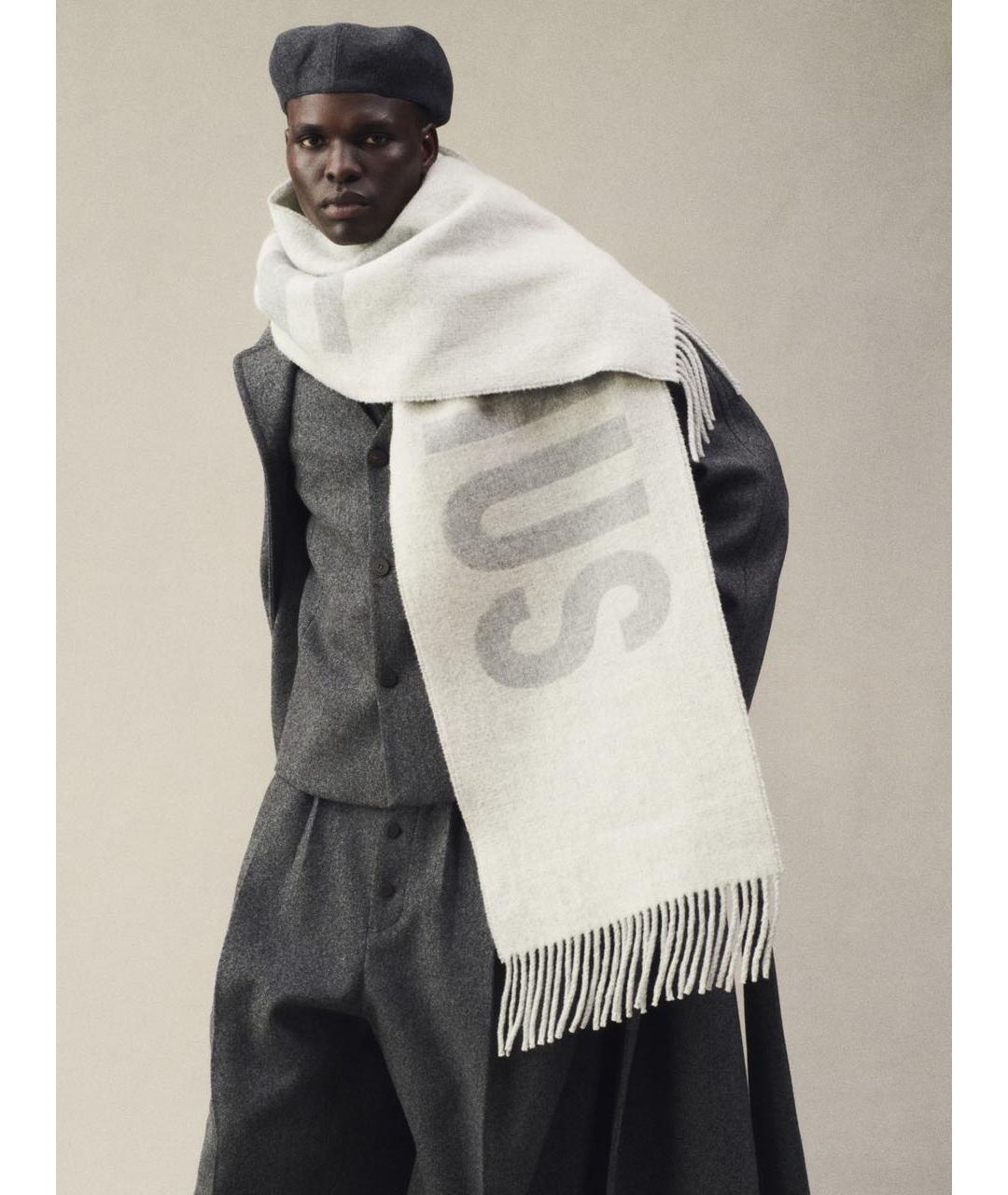 JACQUEMUS Серый шерстяной шарф, фото 4