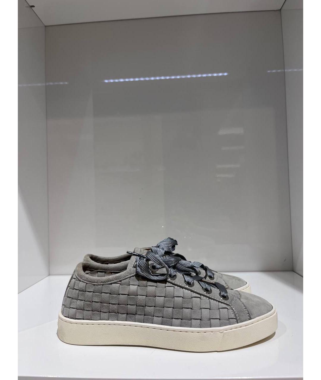 SANTONI Серые замшевые кеды, фото 4