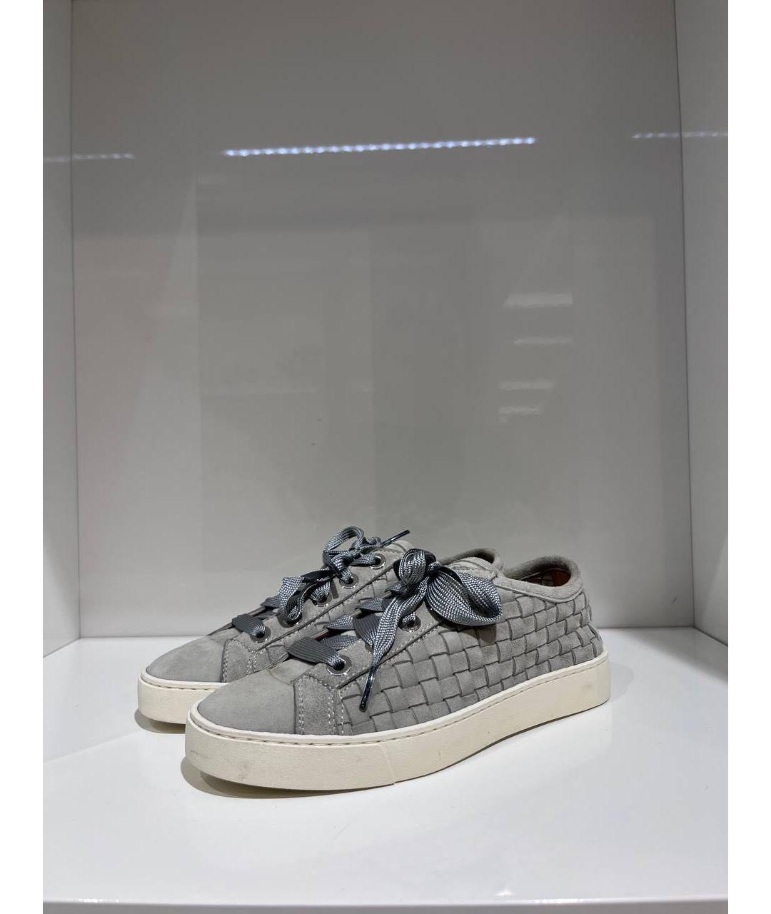 SANTONI Серые замшевые кеды, фото 2