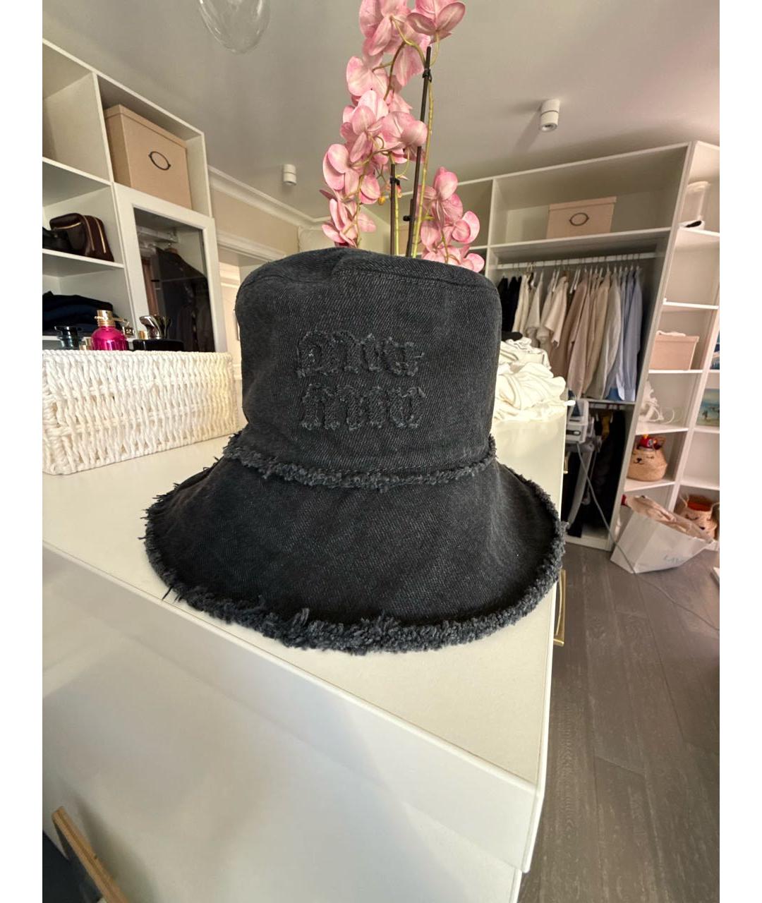 MIU MIU Антрацитовая хлопковая панама, фото 4