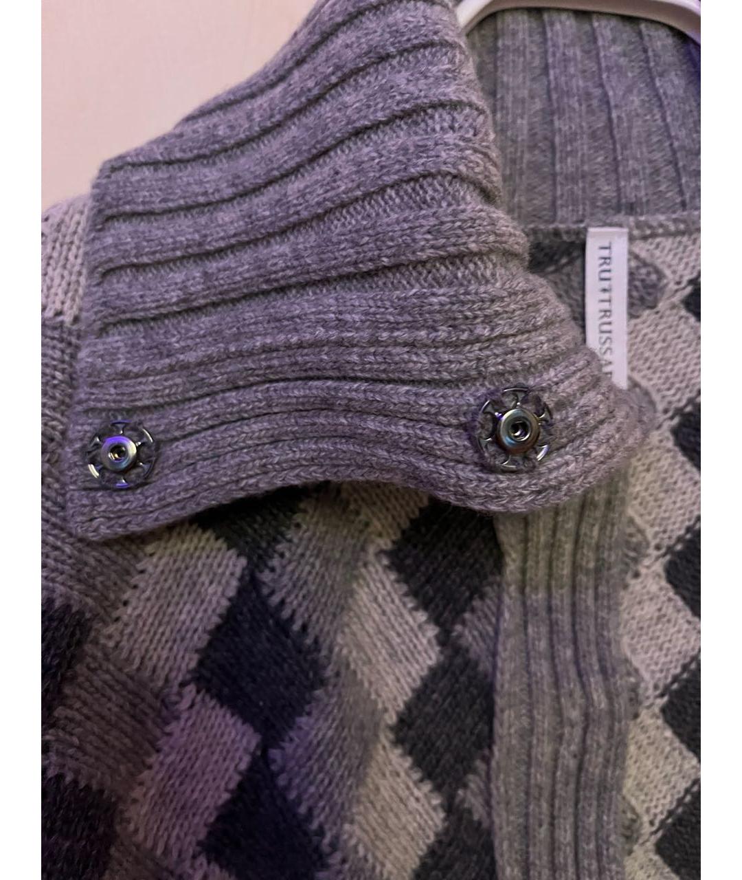 TRUSSARDI Серый шерстяной кардиган, фото 7