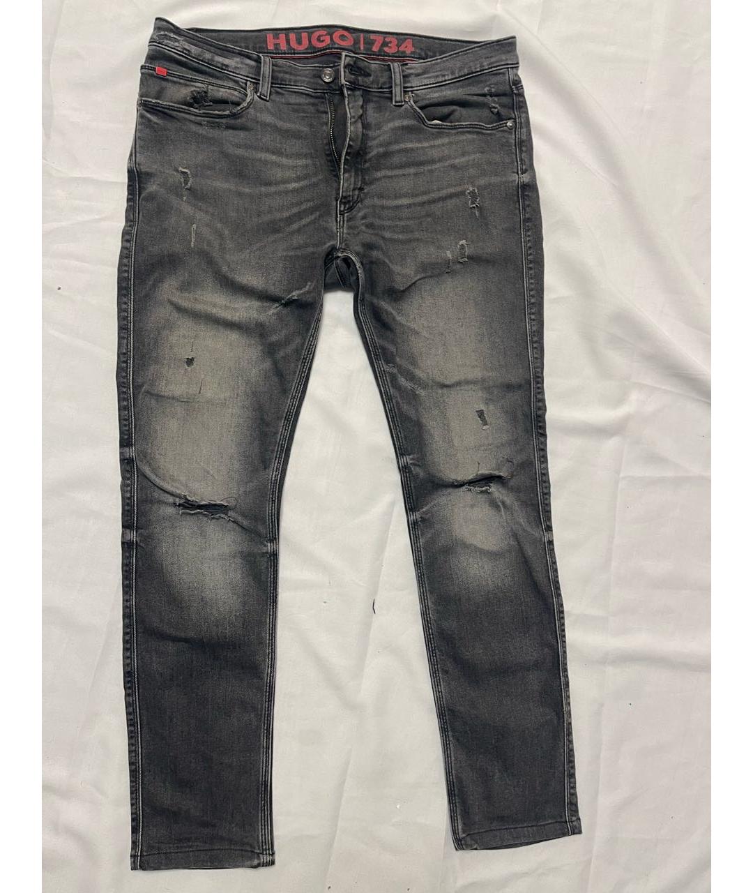 HUGO Серые хлопковые джинсы скинни, фото 8