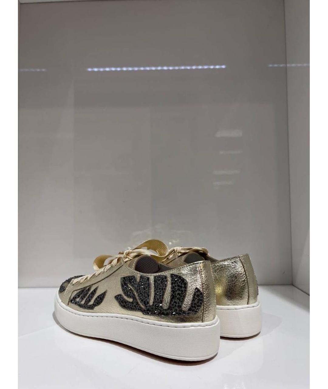 SANTONI Золотые кожаные кеды, фото 3
