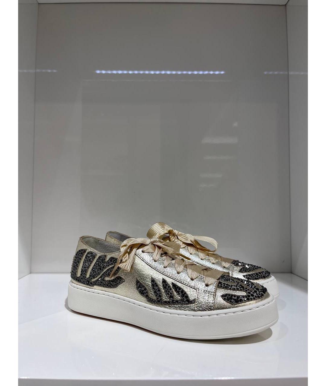 SANTONI Золотые кожаные кеды, фото 4