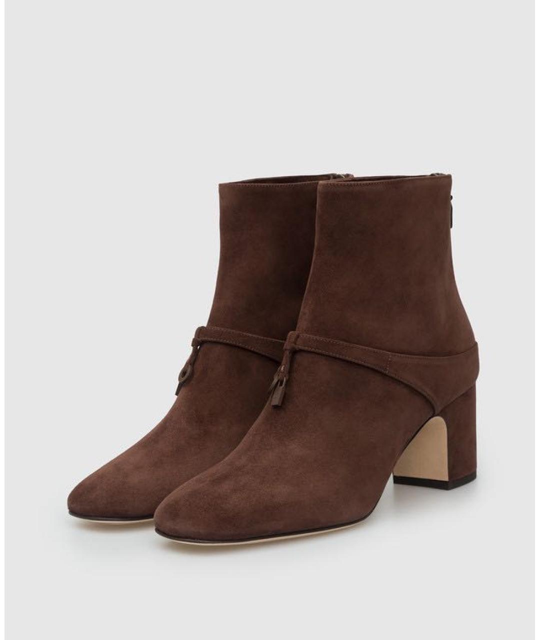 LORO PIANA Коричневые замшевые ботильоны, фото 2