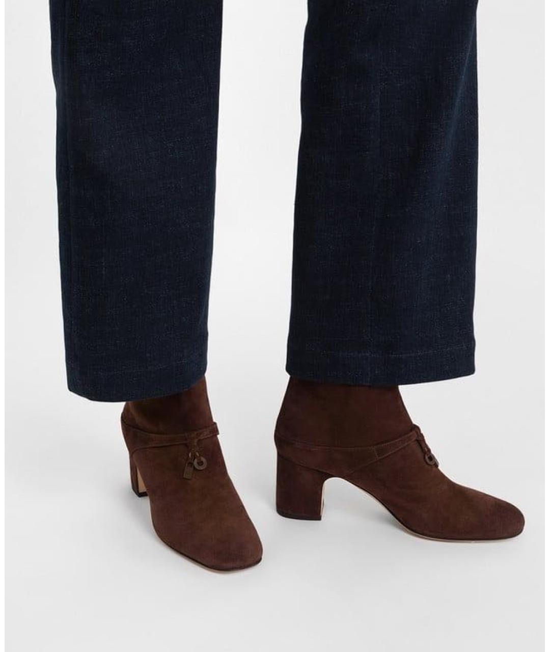 LORO PIANA Коричневые замшевые ботильоны, фото 3