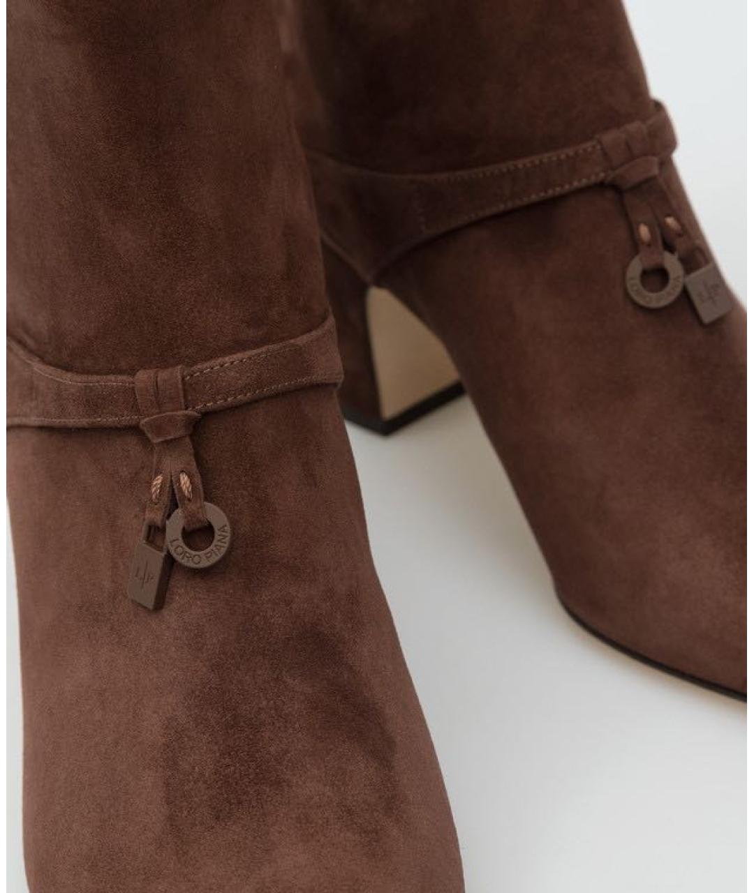 LORO PIANA Коричневые замшевые ботильоны, фото 4