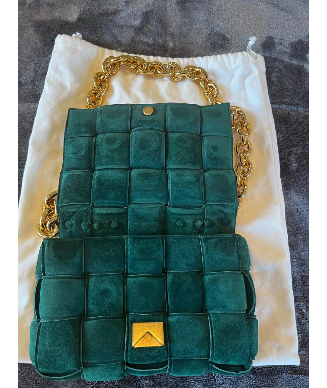 BOTTEGA VENETA Зеленая замшевая сумка через плечо, фото 2