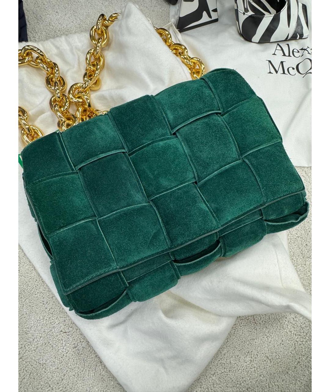 BOTTEGA VENETA Зеленая замшевая сумка через плечо, фото 5