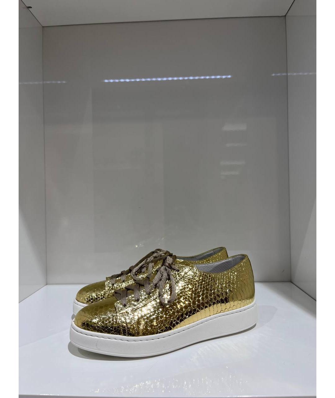 SANTONI Золотые кожаные кеды, фото 4