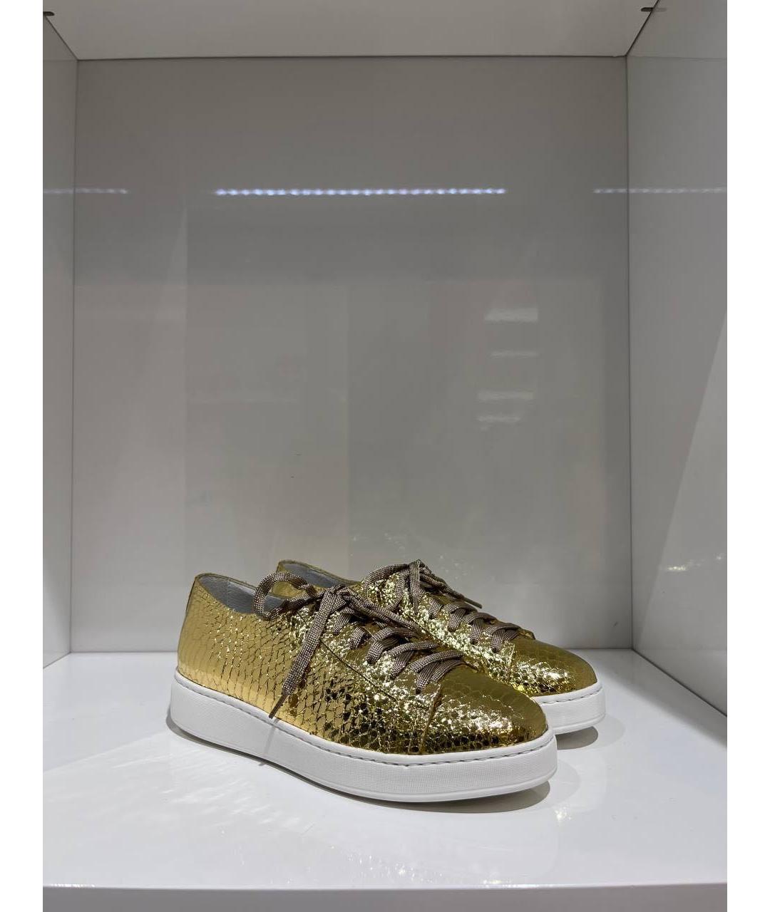 SANTONI Золотые кожаные кеды, фото 2