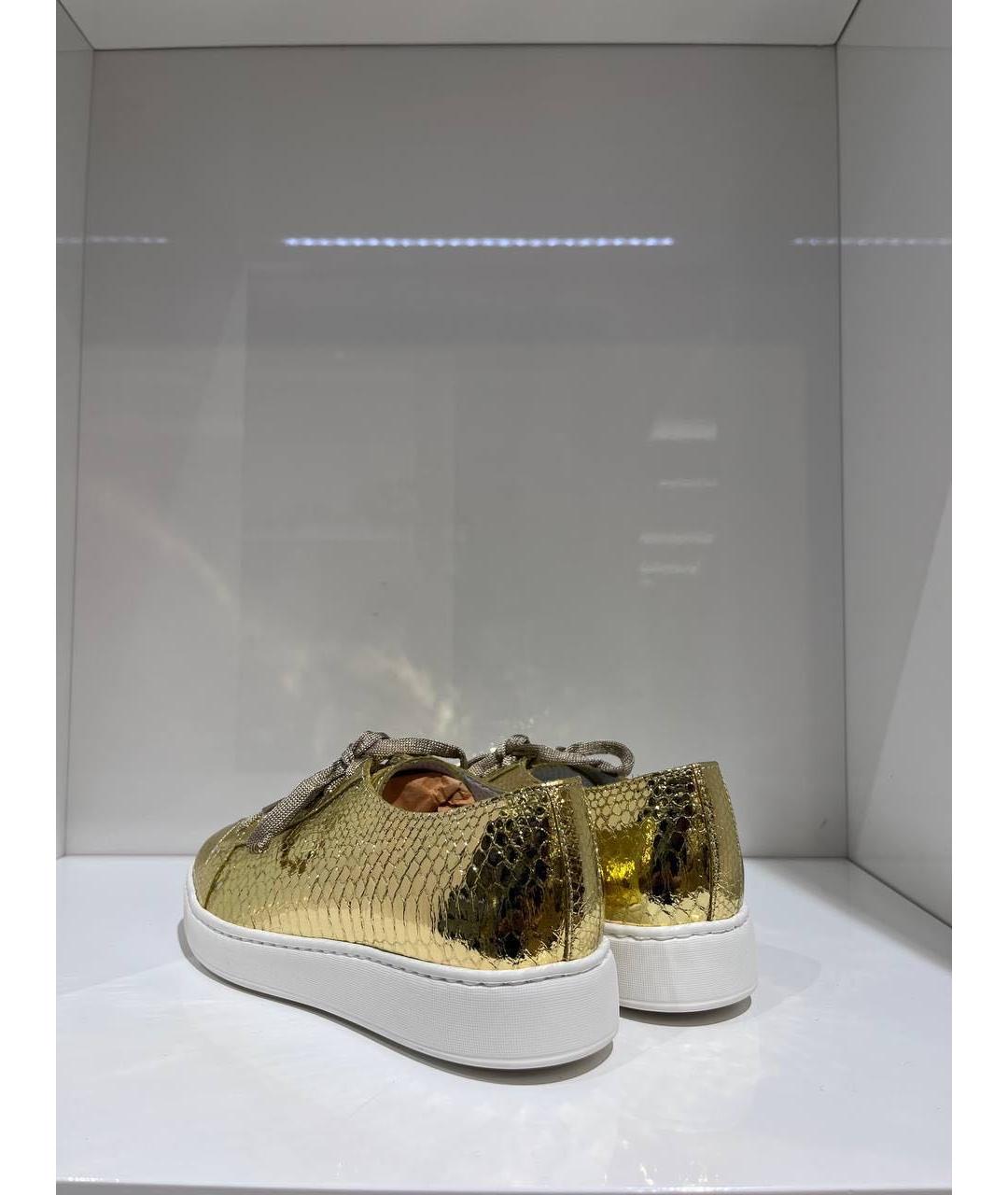 SANTONI Золотые кожаные кеды, фото 3