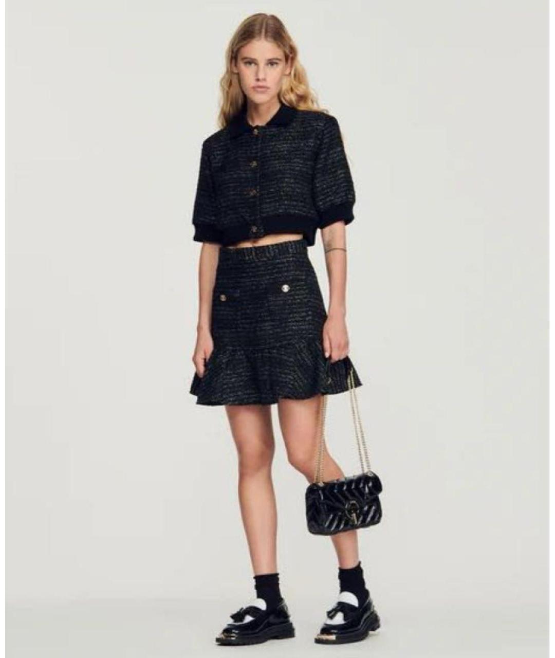SANDRO Черный твидовый костюм с юбками, фото 6