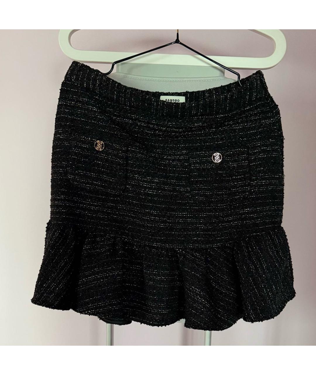 SANDRO Черный твидовый костюм с юбками, фото 2