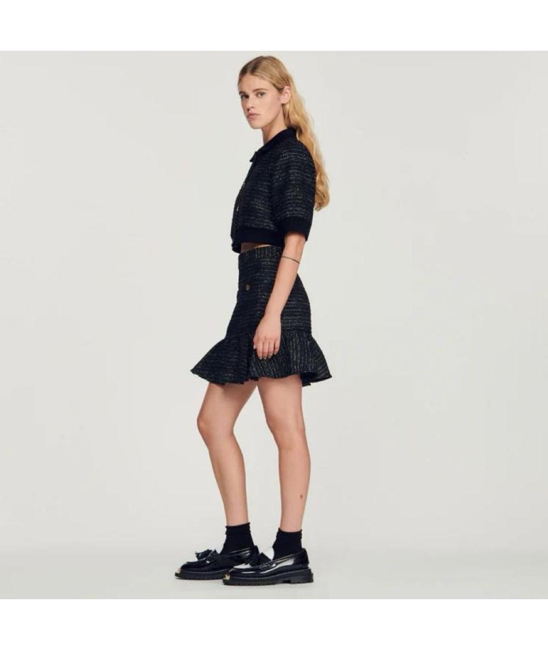 SANDRO Черный твидовый костюм с юбками, фото 7