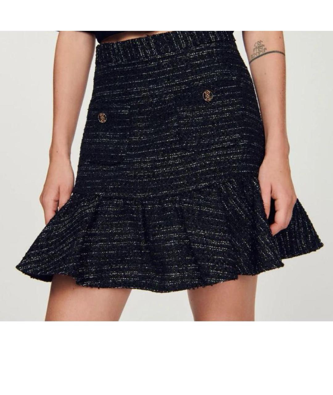 SANDRO Черный твидовый костюм с юбками, фото 5