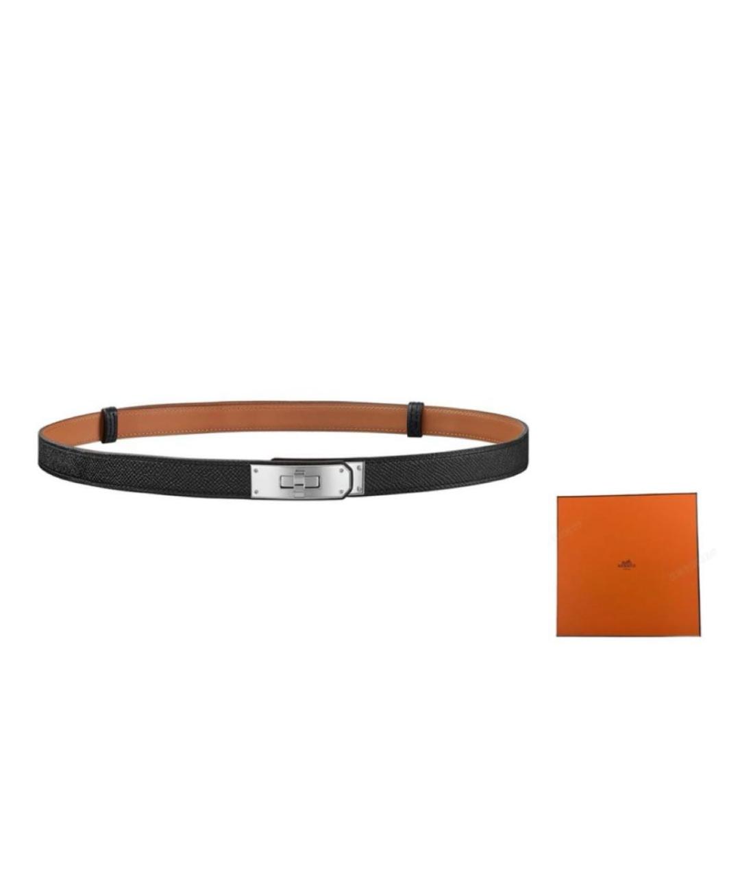 HERMES Черный кожаный ремень, фото 2