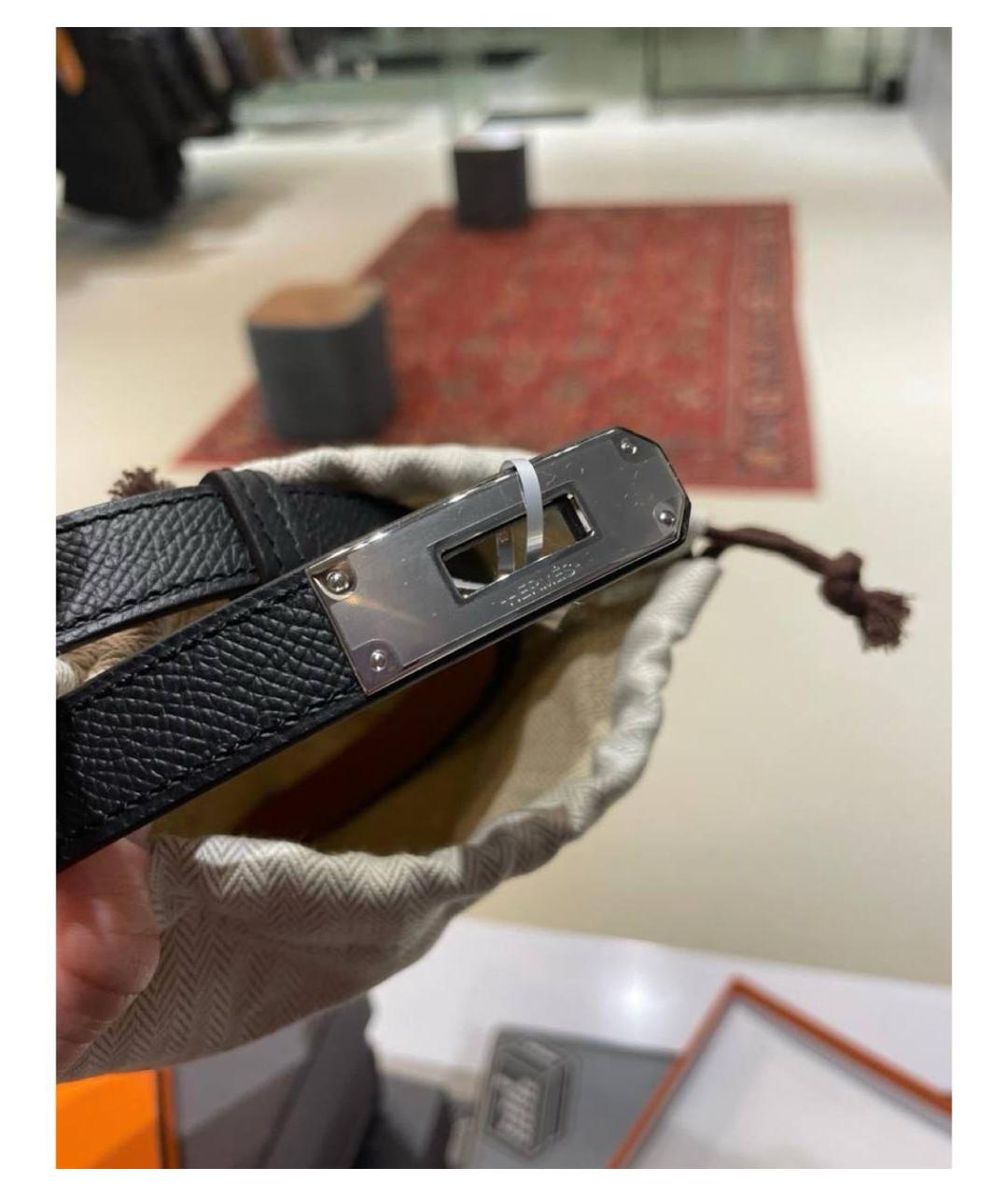 HERMES Черный кожаный ремень, фото 5