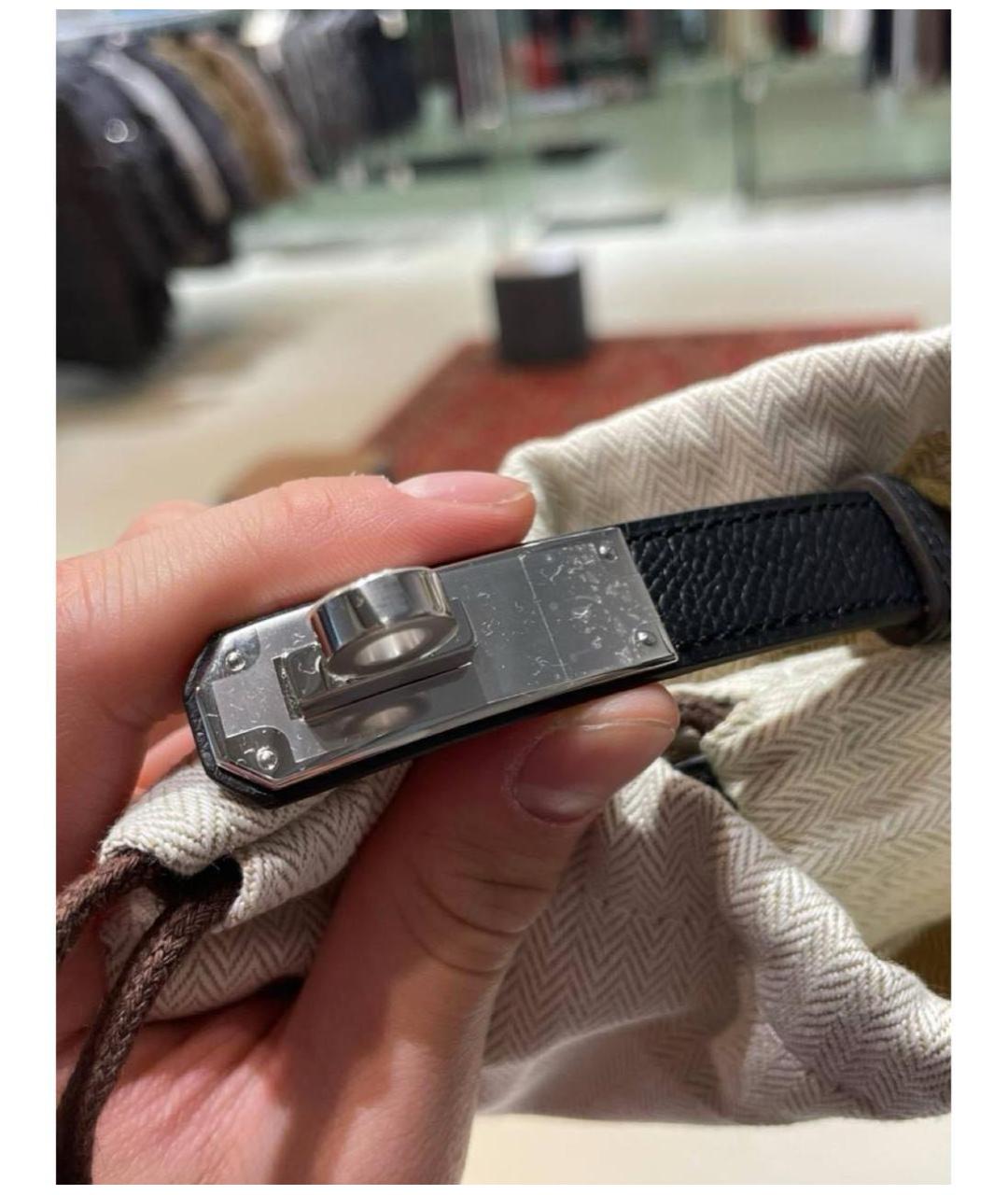 HERMES Черный кожаный ремень, фото 4