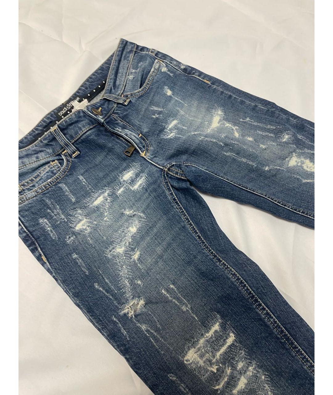 DOLCE&GABBANA Синие хлопковые джинсы слим, фото 5
