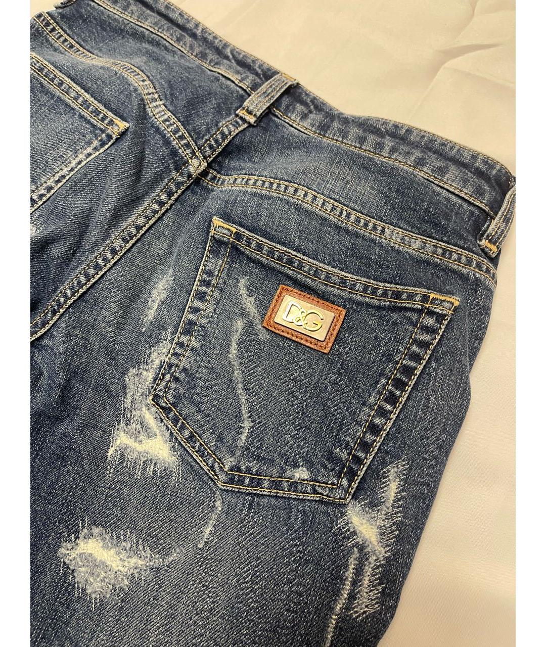 DOLCE&GABBANA Синие хлопковые джинсы слим, фото 2