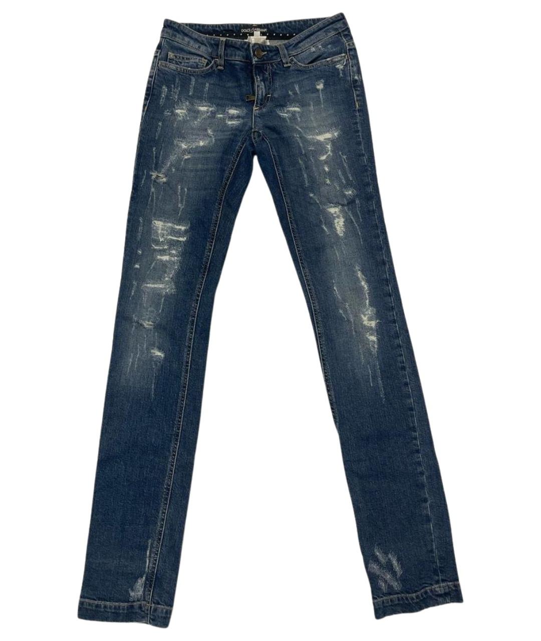 DOLCE&GABBANA Синие хлопковые джинсы слим, фото 1