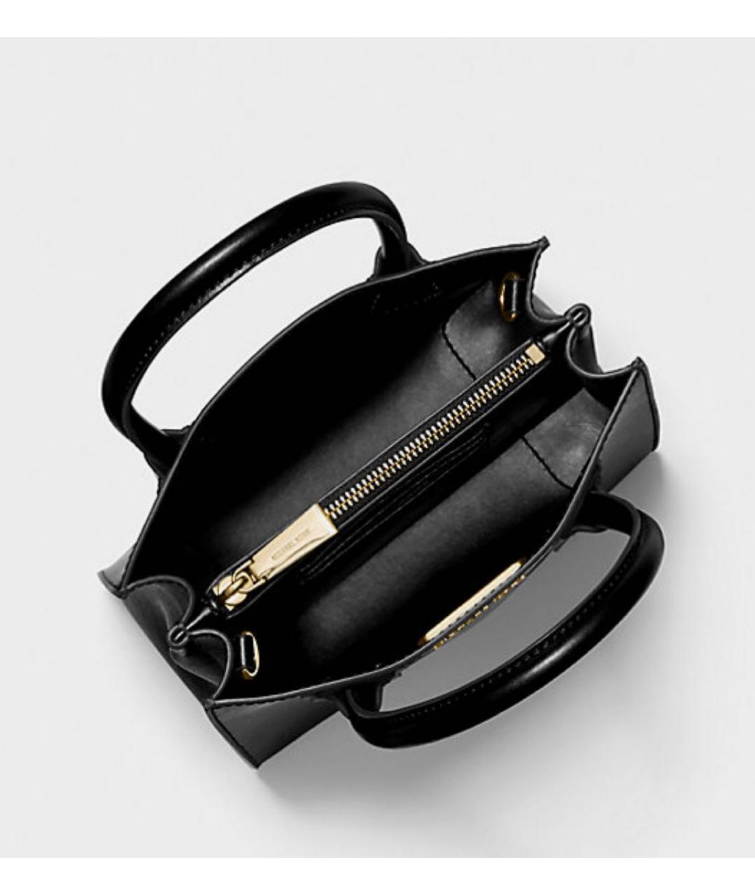 MICHAEL MICHAEL KORS Черная кожаная сумка с короткими ручками, фото 4