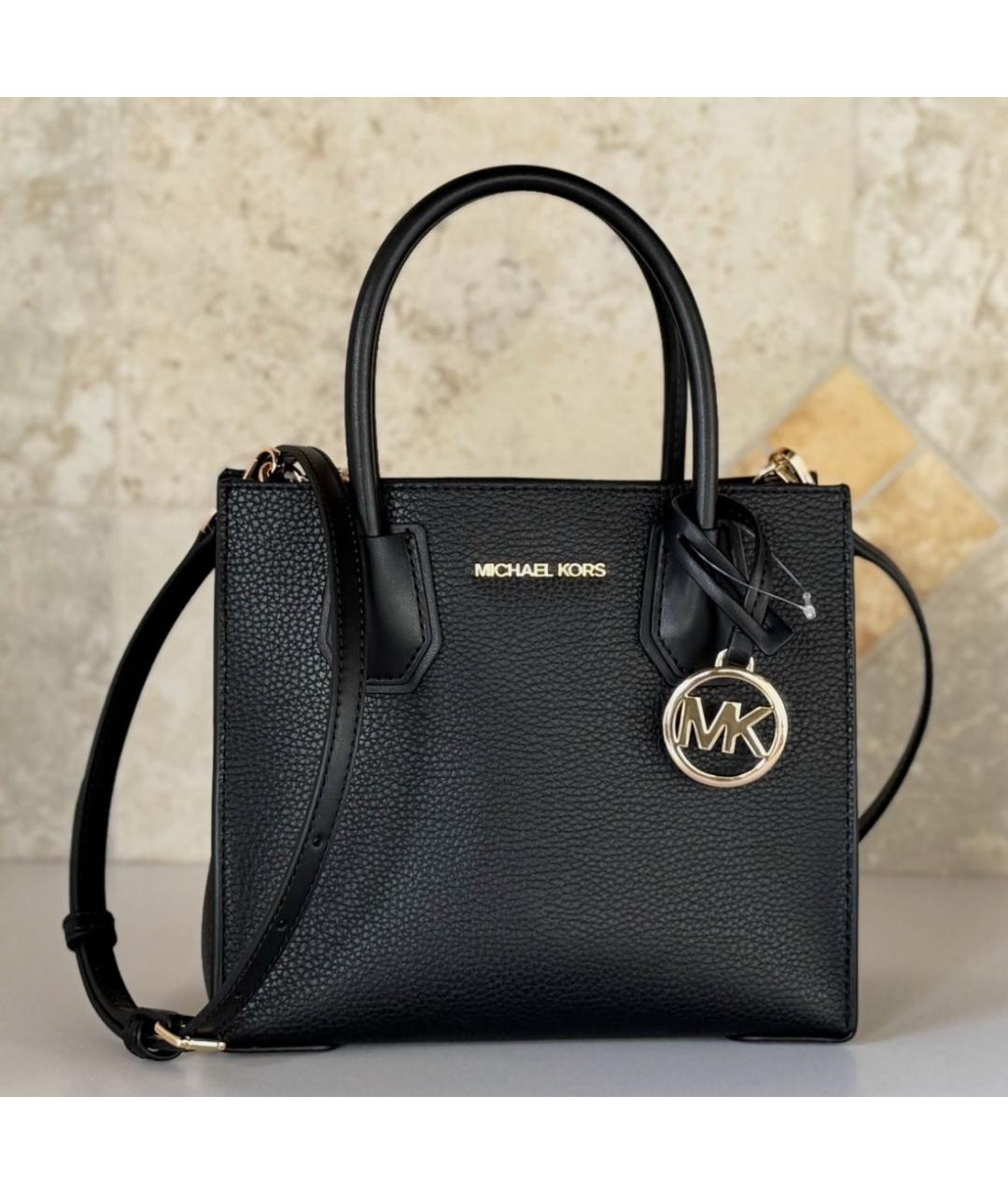 MICHAEL MICHAEL KORS Черная кожаная сумка с короткими ручками, фото 8