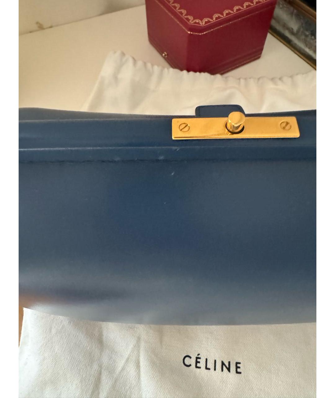 CELINE Синяя кожаная сумка через плечо, фото 5