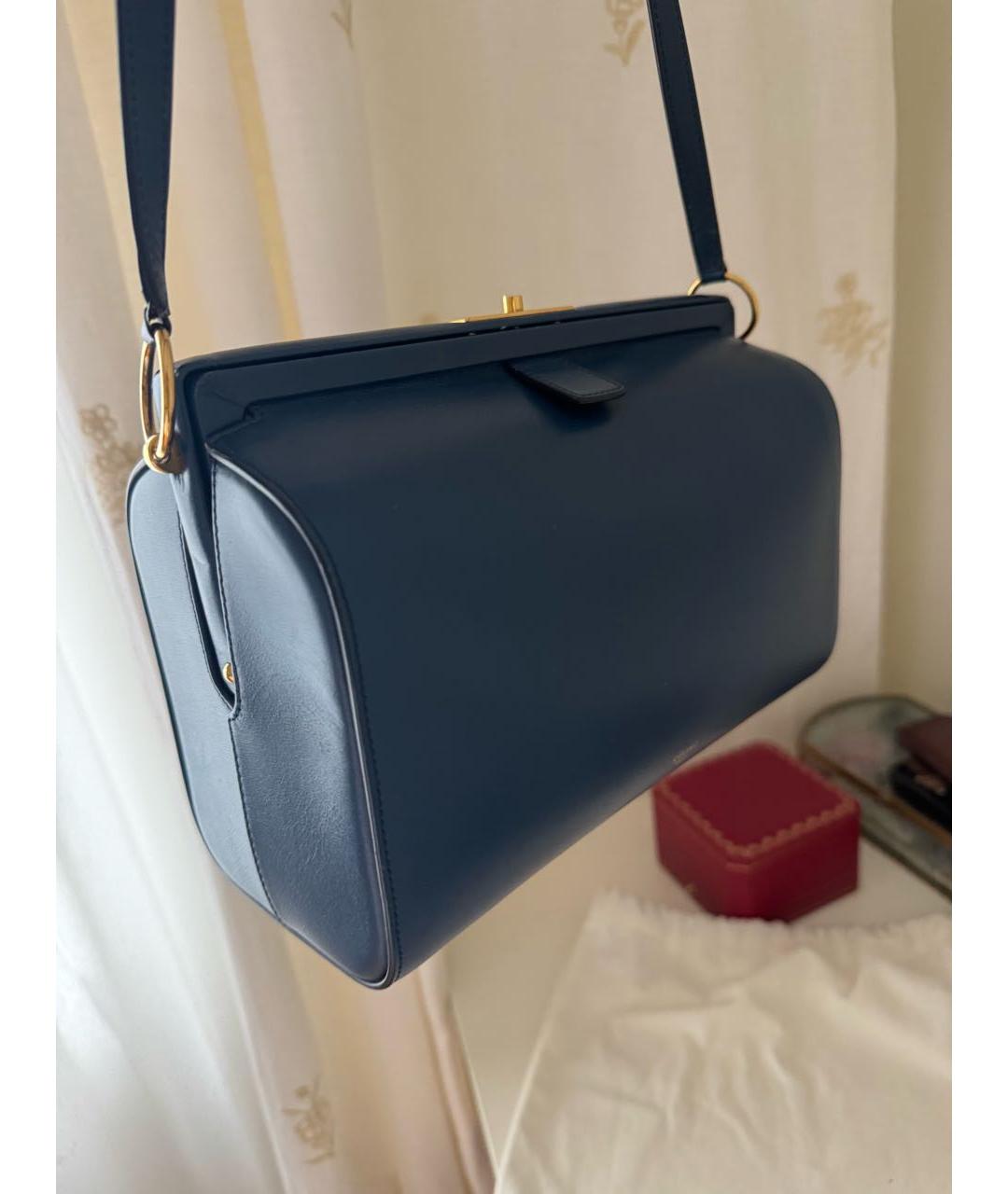 CELINE Синяя кожаная сумка через плечо, фото 2