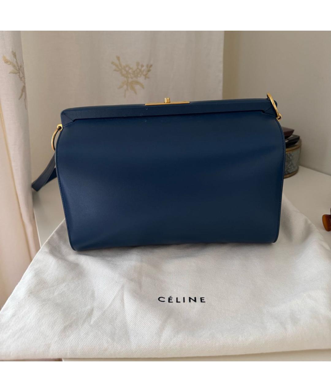 CELINE Синяя кожаная сумка через плечо, фото 9