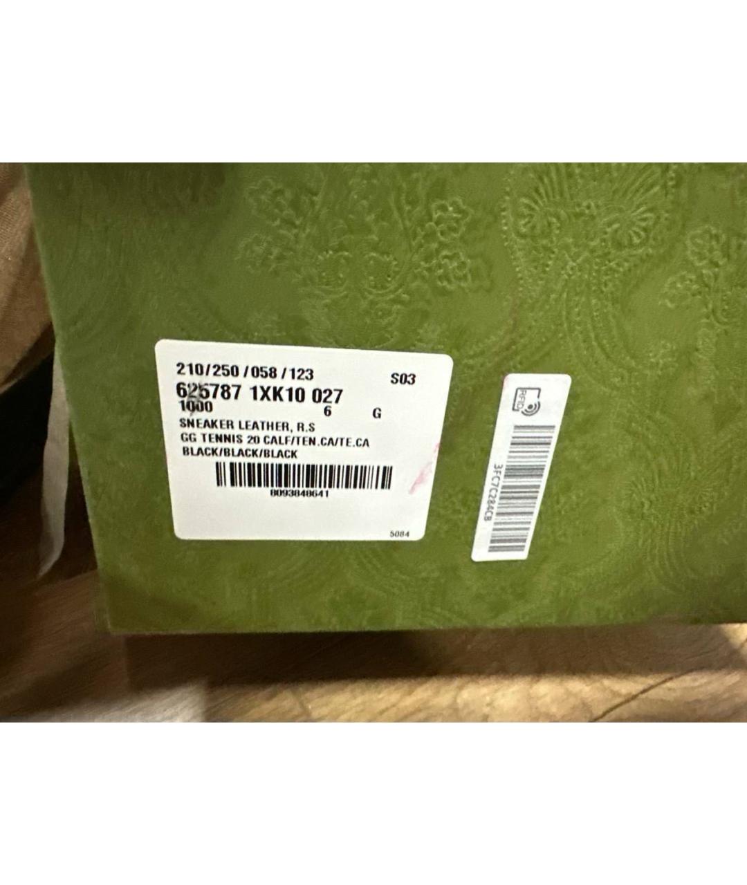 GUCCI Черные кожаные низкие кроссовки / кеды, фото 6