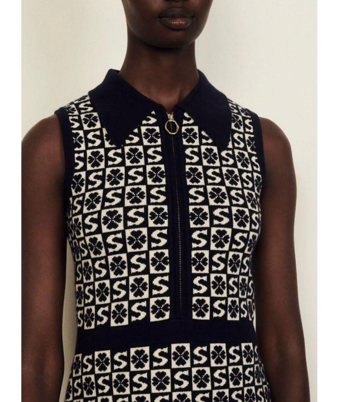 SANDRO Черное шерстяное повседневное платье, фото 5