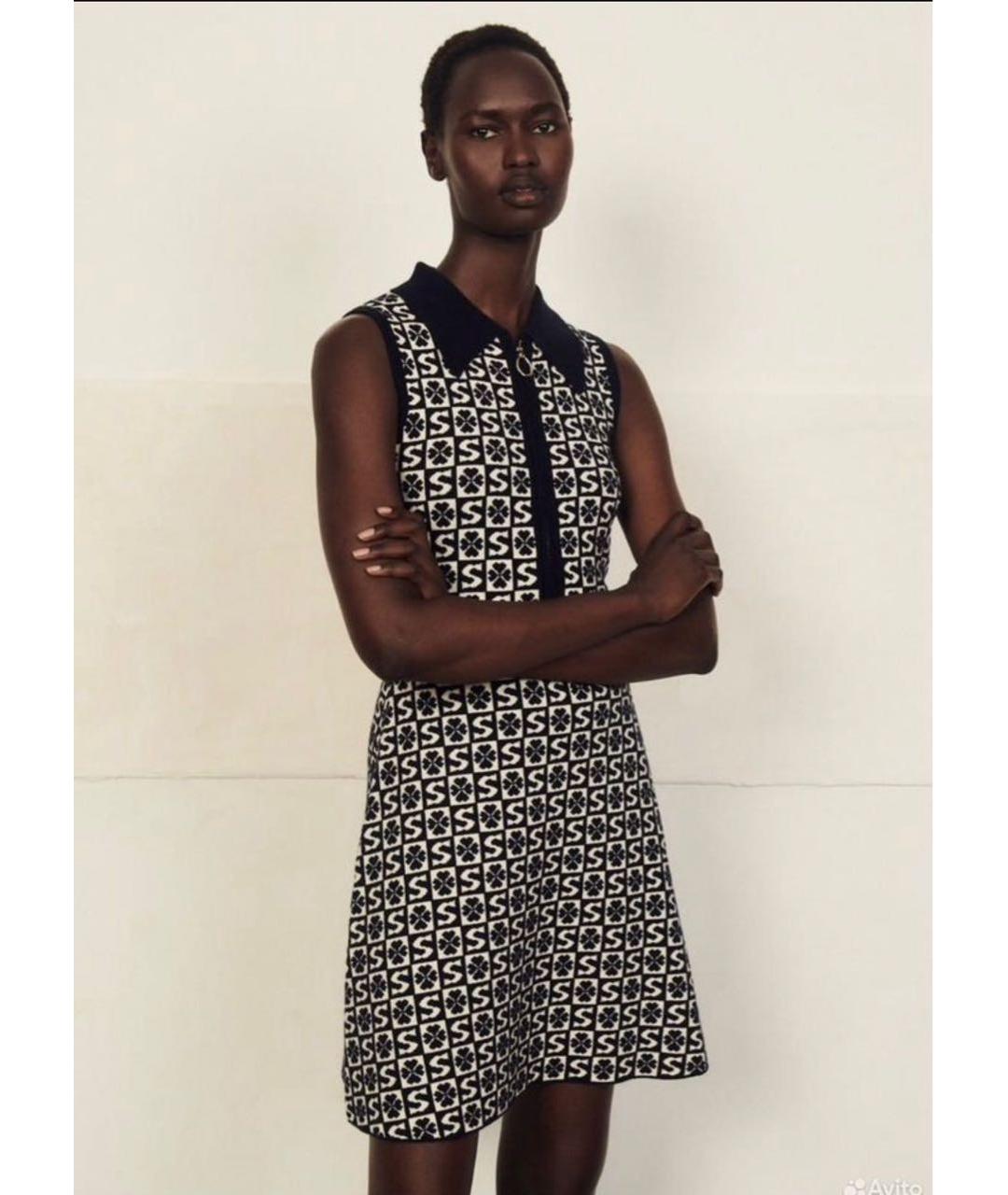 SANDRO Черное шерстяное повседневное платье, фото 2