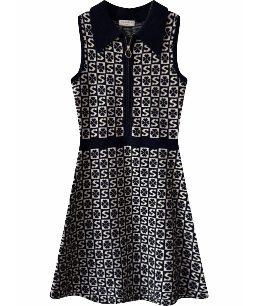 SANDRO Черное шерстяное повседневное платье, фото 1