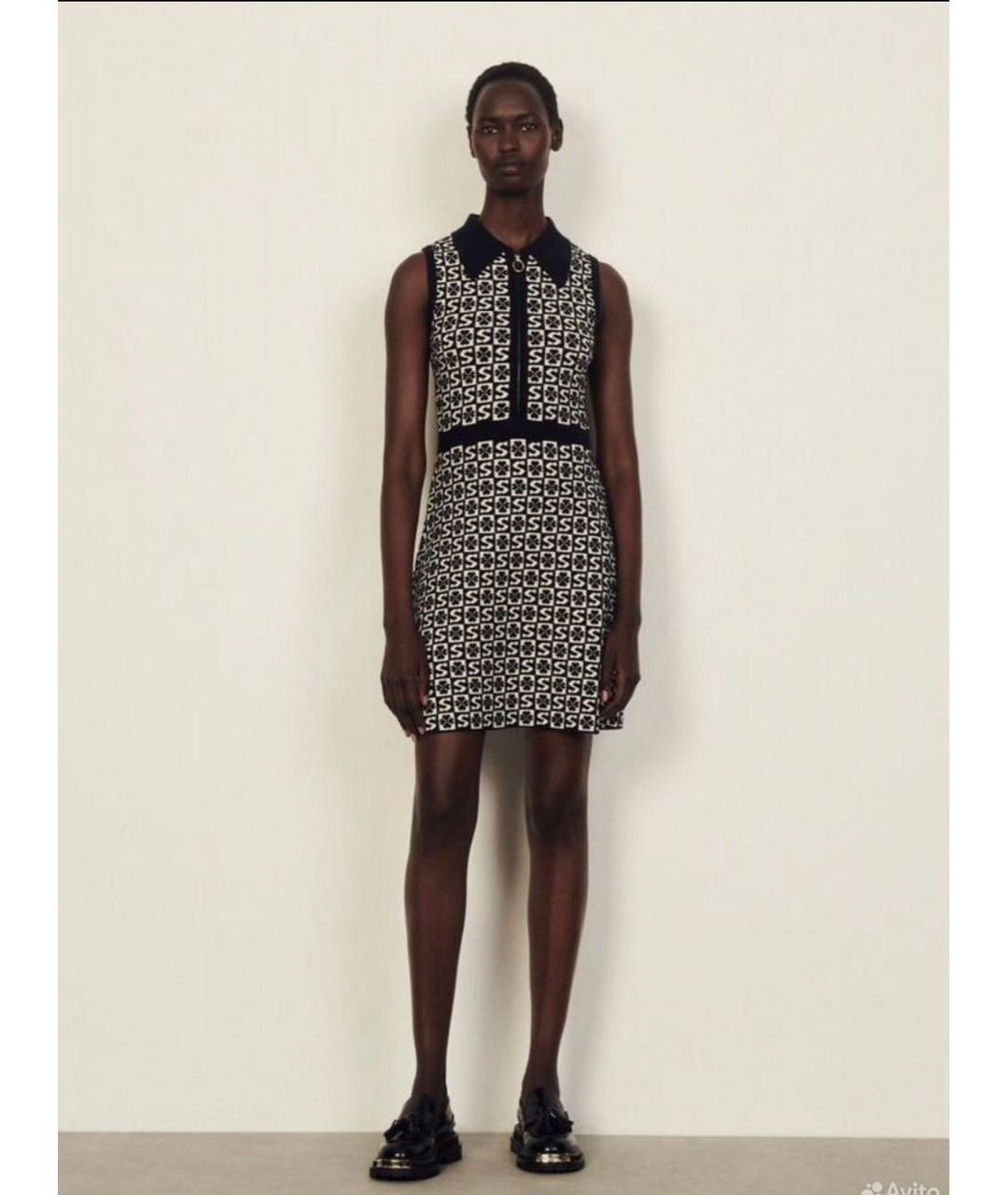 SANDRO Черное шерстяное повседневное платье, фото 3