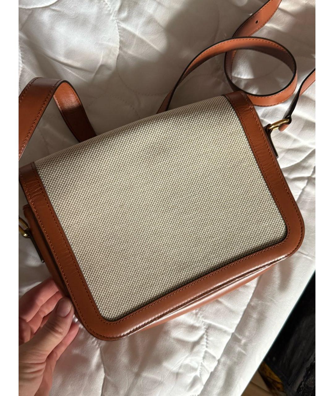 CELINE Бежевая кожаная сумка через плечо, фото 3